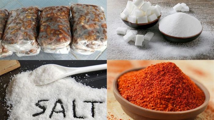 Nguyên liệu để làm món mứt me viên chua cay.